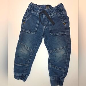 Blue Denim Drawstring Joggers Size 3